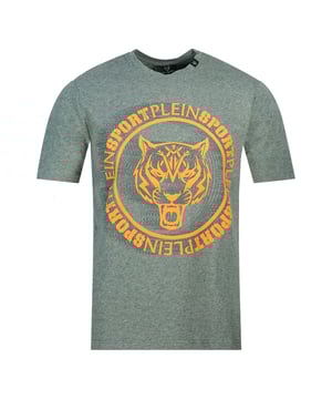Plein Sport Scribble Layer Logo T-Shirt grau. Philipp Plein Sport Graues T-Shirt. Normale Passform, fällt größengerecht aus. Plein Sport Markenlogo. 100% Baumwolle. Style Code: TIPS1115 94