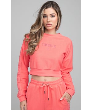 inchSikSilk Loopback Embroidered Crop Sweat - PinkTonal embroidered logo and reverse fabric details give a real luxe but relaxed feel to these sets  with ultimate comfort in mind.Co-ordinating pant availableRepeat Tonal embroidered logo at sleevesTonal embroidered chest logoMachine wash100% CottonModel 5ft 10in and wears a size Small inch