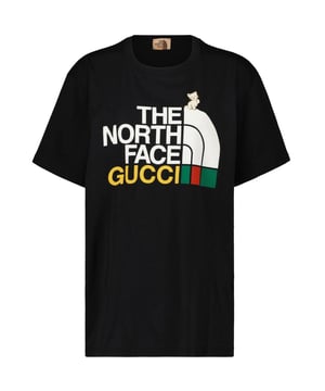 Gucci zwart T-shirt, 100% katoen, gemaakt in Italie, Gucci X The North Face merksamenwerking, dit T-shirt heeft een normale pasvorm en zou perfect moeten zijn voor dit T-shirt. 