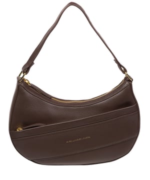 Crafted from high-quality Nappa leather, the 'Emma' grab bag from Pure Luxuries' Marylebone Collection is a must-have thanks to its unique silhouette. A crescent-shaped zip-over top secures the 100% cotton-lined interior which is complemented by two slip pockets - ideal for maintaining an organised bag. An angular zipped pocket adorns the front of the bag and is complemented by a slim leather strap with a drop length of 22cm. Gold-coloured metal fittings and zips elevate the classic design alongside the gold foil embossed logo.
