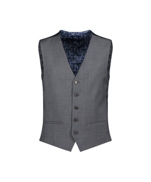 inchSingle Breasted 5 Button Front WaistcoatSlim FitWool-blendSleevelessV-necklineFormal wearFront button fasteningFaux front pockets inch. Material: 88% Wool, 8% Polyester, 4% Elastane. Ref: TB022WS.