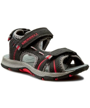 Merrell Panther Hook & Loop Black Nubuck Leather Kids Sandals MC53338