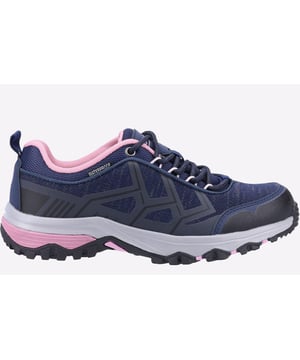 These Wychwood womens hiking shoes from Cotswold are designed with a synthetic and textile mix upper allowing your feet to move more freely, whilst the waterproof membrane construction provides breathability and ventilation, helping to keep feet cool and dry whilst out hiking. A reinforced, padded midsole delivers an abundance of comfort and protection, whilst the versatile outsole is manufactured with durable rubber in a robust rugged style suitable for use on a wide range of surfaces and guaranteed to deliver fatigue free wear all day long. Finished off with a heel pull tab for easy on off wear and finished with Cotswold branding for that added finishing touch, these Wychwood hiking shoes are a practical choice when it comes to traversing the trails. 
 - Synthetic / textile mix upper
 - Constructed with 85% recycled PET upper
 - Full lace up front delivers a locked down fit
 - Breathable waterproof membrane
 - Heel pull tab for easy on / off wear
 - Padded heel and ankle collar
 - Eva footbed enhances underfoot comfort
 - Durable rugged outsole
 - Cotswold branding throughout
 *Do your bit for the environment as every pair of these Cotswold Shoes sold supports National Forest tree planting.*