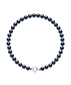 Bracelet made with Cultured Freshwater Pearls 4-5 mm - Black Color -Tahitian Style spring-loaded clasp White Gold 750 Length 18 cm , 7 in- - Our jewellery is made in France and will be delivered in a gift box accompanied by a Certificate of Authenticity and International Warranty