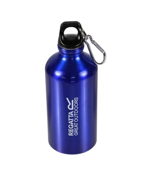 0.5L capacity. Screw lid. Light & durable aluminium. Carabiner attachment to fix to backpacks or day bags. Material: Aluminium (95%), Polypropylene (5%).