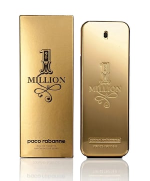 An intoxicating, powerful blend. Starts out fresh – moves into a spicy leather accord. An arresting alchemy of full-on seduction. 1 Million was inspired by Paco Rabanne's metallic fashions, and in particular a 1967 dress worn by singer Françoise Hardy. A striking contrast combining refined sensuality and asserted virility. 1 Million is the expression of every man's fantasies. Top notes: Blood Mandarin, Mint, Grapefruit. Middle notes: Spicy Notes, Cinnamon, Rose. Base notes: Indian Patchouli, Amber, Woody Notes, Leather.