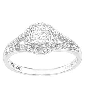 18K (750) witgoud: 2,59 gram; # Diamant: 0,6 ct