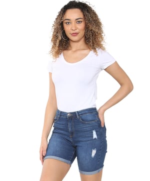 Enzo Womens Skinny Stretch Shorts. Pantalones vaqueros vaqueros. Con 2 bolsillos frontales, 2 bolsillos traseros y 1 bolsillo para monedas. Cierre de cremallera para moscas. Ideal para ropa casual.