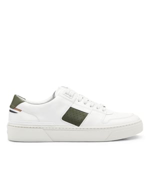 Mens Boss Gary Tennis Trainers in white.- Leather upper.- Lace up fastening.- Low top.- Debossed branding to the tongue.- Rubber sole.- Ref: 50495815130