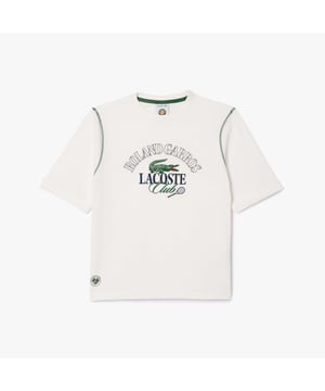 Dames Lacoste Roland Garros Edition Relaxed Fit T-shirt van katoen Geef alles wat je hebt in dit T-shirt van zware jersey. Een soepele, comfortabele stijl van zacht katoen, gemaakt om met je mee te bewegen op het veld of op de tribunes. Een nieuwe stijl afgewerkt met Lacoste x Roland Garros branding.- Ronde hals - Relaxed comfortabele pasvorm - Roland Garros logo op voorkant - Lacoste x Roland Garros binnenkant nekband - Geborduurde krokodil op voorkant - Hoofdstof: 100% Katoen.  Rib: 97% Katoen 3% Elastaan.  Machinewasbaar - Ref: TF7893-70V