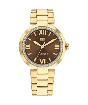 Tommy Hilfiger Dameshorloge Kwarts Goud• Materiaal kastdeksel: Roestvrij staal• Soort glas: Mineraal• Materiaal Band: Roestvrij Staal• Kleur kast: Goud• Waterdichtheid: 0 m (0 ATM)• Diameter: 34 mm