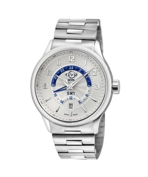 Giromondo, italiano para trotamundos, es el compañero definitivo de alto rendimiento para quienes viajan en jet. Diseñado para superar todas las expectativas en movimiento, este reloj de cuarzo de 42 mm es la declaración más audaz de GV2 hasta la fecha. El movimiento suizo de cuarzo GMT impulsa la caja de 42 mm con un fondo transparente y una correa de auténtica piel italiana. No debe confundirse con un Maserati o un Ferrari, este modelo de lujo italiano puede llevarte a cualquier parte. Giromondo de GV2: rendimiento y tecnología hechas para moverse.