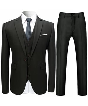 [Materialpflege] HOCHWERTIGES MATERIAL – 70 % Polyester, 30 % Viskose. Es ist bequem, atmungsaktiv, weicher, glatter, leichter zu waschen und behält die Form. 94 % Polyester und 4 % Viskose für die Innenseite, es atmet frei und nimmt Schweiß auf. WASCHEN – Chemische Reinigung wird empfohlen; Handwäsche ist möglich, jedoch mit kaltem Wasser. [Stildesign] SLIM FIT – Dieser Anzug mit Reversdesign und kleinem Schnitt mit 3D-Drapierung. Knopfverschluss. Schlitz in der Mitte hinten, gepolsterte Schultern, Manschetten mit vier Knöpfen, zwei Pattentaschen, eine Leistentasche auf der Brust. Flache, lockere Hose vorne mit verlängertem Hüftgurt und schrägen Seitentaschen. Slim-Fit-Anzüge sind etwas enger als Anzüge mit normaler Passform. Wenn Sie ihn anziehen, macht er Sie kleiner und schnittiger. Und sieht modern und gutaussehend aus. VIELSEITIGER ANLASS - Es eignet sich für viele Anlässe, wie Hochzeiten, den Alltag, Geschäftstreffen, modische Partys, große Feiertage usw. Es ist auch perfekt für junge Männer, die sich auf die Heimkehr vorbereiten und wieder zur Schule gehen. [Paket] 1 * Blazer + 1 * Hose + 1 * Weste
