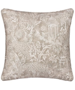 In bold, deeper tones, Wylder Tropics encapsulates the beauty and richness of exotic, distant landscapes. The Bengal reversible cushion, in magnificent detail, displays the powerful Bengal Tiger surrounded by a jungle scene. Printed on luxurious chenille fabric and available in a range of modern, tonal colours, this design will certainly be a conversational piece with all who see it.