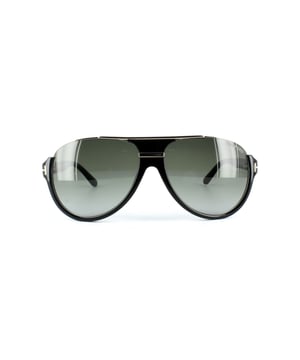 Tom Ford Sunglasses 0334 Dimitry 01P Shiny Black Green Gradient are a vintage inspired retro aviator style which feature a an unusual mix of metal at the top of the frame and acetate for the rest. This unique blend is proving very popular and the signature T logo details on the temples is part of the signature Tom Ford look much loved by many,.