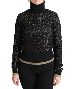 Marca: DOLCE & GABBANA  
Condición: Nuevo con etiqueta  
Autenticidad: 100% Auténtico  
Estilo: Saco de tortuga con lentejuelas  
Longitud de la manga: Manga larga  
Cierre: Sin cierre  
Material: 100% Poliéster  
Color: Negro  
Detalles: Detalles de logo  
Origen: Fabricado en Italia  
Género: Mujeres  
Material: 100% Poliéster