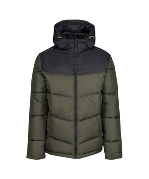 Fabric: Recycled. Design: Logo, Quilted, Two Tone. Fabric Technology: Heavyweight. Insulated, Water Repellent. Neckline: Hooded. Sleeve-Type: Long-Sleeved. No. of Pockets: 2. Pockets: 2 Lower Pockets. Fastening: Zip. Sustainability: Eco Friendly.