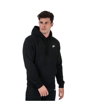 Mens Nike Club Fleece Hoody in black.<BR><BR>- Drawcord-adjustable hood.<BR>- Long sleeves.<BR>- Ribbed hem and cuffs.<BR>- Kangaroo pocket.<BR>- Nike Swoosh logo on the chest.<BR>- Secure fit.<BR>- 100% Cotton.  Machine washable. <BR>- Ref: BV2654010