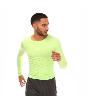 Mens Puma LIGA Baselayer Long Sleeve T- Shirt in lime.- Round neck.- Long sleeves.- PUMA Cat logo on right chest.- dry CELL: PUMA's designation for moisture-wicking properties that help keep you dry and comfortable.- Slim fit.- 89% Polyester  11% Elastane.- Ref: 65592058