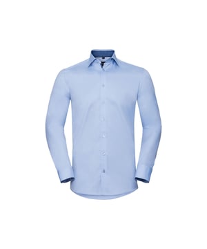 84% Katoen, 16% Polyester. Ontwerp: Eenvoudig. Sluiting: Knoopsluiting. Manchet: Geknoopt. Hem: Gebogen. Mouwtype: Met lange mouwen. Halsuitsnijding: Omgeslagen kraag. Stoftechnologie: Gemakkelijk te reinigen. Darts achteraan, contrasterende visgraatsteek, contrasterende biezen. Geschikt voor: op maat. 130gsm.