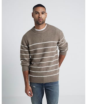 Slim fit, Stripe print, Knitted, Crew neck, Long sleeves