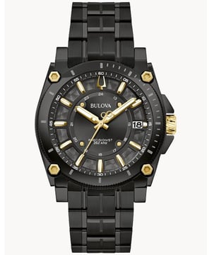Deze Bulova Precisionist Icon Analoge Horloge voor Mannen is het perfecte tijdsinstument om te dragen of als cadeau te geven. De zwarte ronde kast van 40 mm in combinatie met de comfortabele zwarte roestvrijstalen horlogeband zorgt ervoor dat je volop van dit adembenemende horloge kunt genieten zonder compromissen. Aangedreven door een hoogwaardige quartz beweging en waterbestendig tot 10 bar, blijft je horloge tikken. Dit hoogwaardige horloge is een ongelooflijk opvallend mannenhorloge. Dit analoge horloge heeft een kalenderfunctie: datum, luminescente wijzers en luminescente cijfers. Dit hoogwaardige horloge is een ongelooflijk opvallend vrouwenhorloge. Het analoge horloge heeft een Zwitserse beweging. Kastdiameter: 40 mm, kastdikte: 13 mm, kastkleur: zwart en wijzerplaatkleur: zwart.