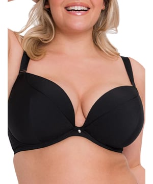 Curvy Kate Superplunge Multiway Plunge Bra. With a detachable strap and multiple wearing options ( racerback, halterneck and standard). The product is recommended for hand wash only.