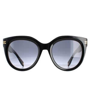Marc Jacobs Round Womens Black Dark Grey Gradient MJ 1011 / s Die Sonnenbrille ist ein eleganter runder Stil, der aus leichtem Acetat hergestellt wird. Das Marc Jacobs-Logo ist zur Wiedererkennung der Marke auf den Tempeln abgebildet.