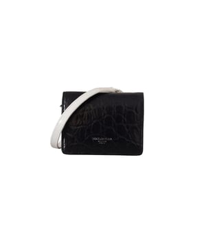 Marca: Dolce & Gabbana.
  Modelo: Cartera plegable.
  Material: 100% cuero de caiman.
  Color: Azul con correa blanca.
  Ranura interior para tarjetas bolsillo con cremallera para monedas ranuras para billetes.
  Detalles del logotipo.
  Fabricado en Italia.
