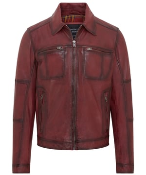 This Harrington biker jacket is a timeless classic, crafted from premium lamb leather with a vintage rub-off finish for a distinctive, worn-in look. Designed with functionality and style in mind, it features four outer zipped pockets and two internal pockets for practicality, along with a soft cotton lining for added comfort. The jacket’s sleek design, durable construction, and retro vibe make it an ideal choice for both casual outings and biker enthusiasts.

Premium lamb leather with a unique vintage rub-off finish.
Soft cotton lining for maximum comfort.
Four outer zipped pockets and two internal pockets for ample storage.
Classic Harrington collar for timeless style.
Durable front zip closure for easy wear.
Perfect for casual wear or adding a retro touch to your wardrobe.