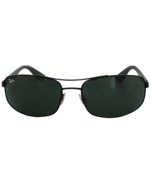 Ray-Ban Sunglasses 3527 006/71 Matt Black Grey Green are stylish rectangular sunglasses with a slight aviator shape to the design. They feature a double bridge, contoured arms and adjustable nose pads for a comfortable fit.