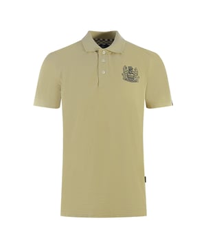 Aquascutum Branded Sleeve Beige Poloshirt. Erleben Sie die Raffinesse der Marke Aquascutum mit diesem klassischen Poloshirt in Beige, das mit einem dezent gestickten Markenlogo versehen ist. Spüren Sie die handwerkliche Qualität dieses zeitlosen Stücks, das Stil und Komfort für jeden Anlass bietet. Bringen Sie noch heute Eleganz in Ihre Garderobe!. Gesticktes Markenlogo auf der linken Brust, Aquascutum London Classic Beige Polo Shirt. 100% Baumwolle, Normale Passform, Größenanpassung, Knopfverschluss, Union Jack Logo. Karodetail unter dem Knopfverschluss, kurze Ärmel, Kragenausschnitt. Style Code: P00423 12