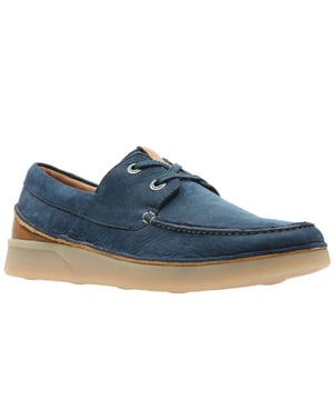 Clarks Oakland Sun Lace-Up Blue Smooth Leather Mens Zapatos 26139553 7