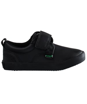 Patadas Kariko Strap Up Black Smooth Leather Kids Trainers 1_14804