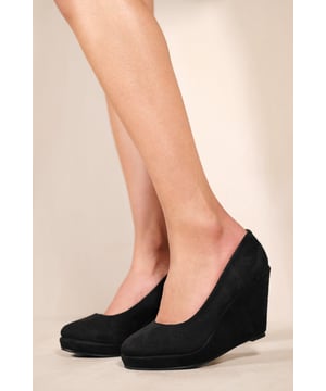 Black suede best sale wedge shoes