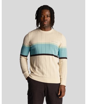 Lyle & Scott Herren Volley Stripe Strickpullover in Sesam