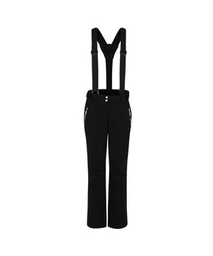 The Women's Effused Ski Pant. Made with our most waterproof and breathable 20/30 fabric with a water repellent finish to shield you from the elements. Featuring detachable braces and an adjustable waistband to give a fine-tuned fit. Engineered for unrestricted movement with articulated knee design. Complete with ski features including powder-blocking snowgaitors and zip pockets to stash essentials. This product recycled 5 plastic bottles. Waterproof and breathable Ared 20/20 Oxford polyester 4-way stretch fabric. Durable water repellent finish. Taped seams. Warm touch lining to upper legs. Adjustable detachable braces with front slider system. Elasticated waist adjusters. 2 x side zipped pockets. Articulated knee design. Zip gusset at hem. Tab up hem. Integral snow gaiters. Abrasion resistant fabric overlay at inner ankle and hem.