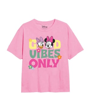 100% Cotton. Characters: Daisy Duck, Minnie Mouse. Design: Flowers, Text. Neckline: Round Neck. Sleeve-Type: Short-Sleeved. 100% Officially Licensed.