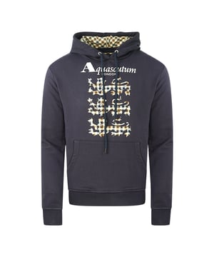 Aquascutum Triple Lion Check Logo Navy Hoodie. Aquascutum Navy Hoodie. Elasticated Sleeve Ends and Waist. 100% Cotton Sweatshirt. Regular Fit, Fits True To Size. Style Code: FAI004 85