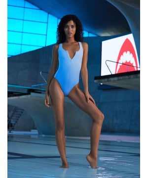 Performance meets style with this swimsuit. Style points go to the low-cut neckline, front zip details and logo print to the back. The contour breathable mesh panelling sculpts the silhouette and the Brazilian high-rise fit and cheeky bottom offer a clean-cut finish to this piece.