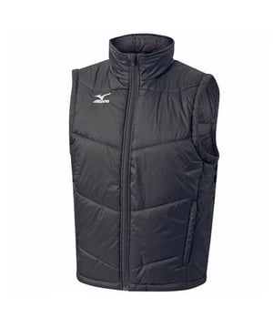 Mizuno Zip Up Black Sleeveless Graphic Logo Mens Stock Gilet 32EE6A4209