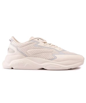 Estas zapatillas Leon Runn en color blanco roto son unas zapatillas HUGO con cordones y estilo atlético con una parte superior mixta de primera calidad. con superposiciones llamativas. Costuras decorativas y detalles de ribetes reflectantes y marcas famosas. La zapatilla de estilo running contemporáneo tiene un grosor. suela elegante. una plantilla acolchada y un cuello acolchado para mayor comodidad. No importa si quieres hacer una declaración de moda de diseñador o hacer ejercicio en el gimnasio con estilo. Estos son tus corredores preferidos.
