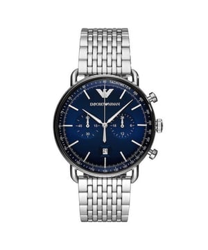 Specificaties Merk Emporio Armani Model AR11238 Barcodenummer 04013496294330 Geslacht Heren Diameter 43 mm Kastmateriaal Staal Kleur Metalik Gri Wijzerplaat Kleur Marineblauw Bandmateriaal Staal Bandkleur Metallic Grijs Beweging Chronograaf Waterbestendigheid N.v.t.