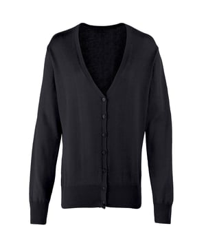 Dames vest met lange mouwen en V-hals. Zacht gevoel/katoenrijk garen. Fijnmazige breiwerk. Knoopsluiting. 7 knoopsluiting. Eigentijdse styling. Ingezet in mouwen. 40°C Huishoudelijk wassen. Borstomvang 8 - 31,5, 10 - 33, 12 - 34,5, 14 - 36, 16 - 38, 18 - 39,5, 20 - 41, 22 - 42,5, 24 - 44. Stof: 55% Katoen 45% Acrylgewicht: 12 Gauge Knit.