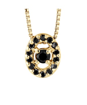 Collar Diamantes negros 0.11 CTS - Tamaño GLOSSY - CLAWS SERTI - Longitud de la cadena veneciana 42 cm - Oro blanco 375 milésimo - 2 años Garantía - Entregado en un caso con un certificado de autenticidad y una garantía internacional: todas nuestras joyas se hacen de Francia.