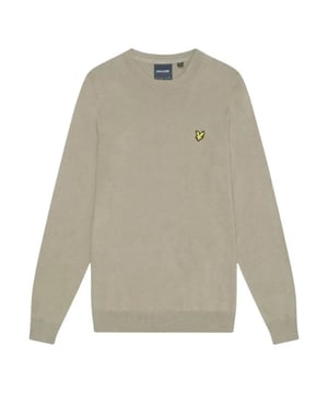 Lyle & Scott bruine trui, 100% katoen, kleine merkbadge op de linkerborst, gemaakt in Bangladesh, bruine trui met ronde hals