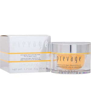 Elizabeth Arden Prevage AntiAging Neck And Decollete Firm And Repair Cream is formulated with advanced Idebenone technology plus a protein restoring complex that helps correct and protect the appearance of dry delicate vulnerable skin in the neck and decollete. It instantly tightens tones and intensely nourishes with moisture. Immediately skin feels firmer softer smoother and nourished. This amazing cream works wonders day and night. It helps to support skins own natural collagen and elastin for a smoother firmer plumper look provides a tightening effect to skin for a more youthful looking and contoured appearance improves skins radiance and imparts delicate vulnerable skin with instantly nourishing moisture.