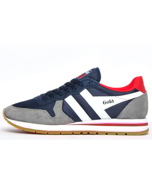 Born in Britain in 1905, Gola holds its British Heritage close to its heart. Gola produces some of the most iconic trainers of today by reaching back into its archives to deliver authentic retro styling with a flavour of modern aesthetics. Gola creates footwear for those who choose not to follow the crowd and who want to stay true to the vintage retro trainer look.
 A vintage inspired jogger meets a 90s colour palette to form the outstanding on trend Gola Daytona for men. This reimagined version of Golas back catalogue style Daytona features a cushioned EVA midsole to give an authentic nod to Golas genuine heritage roots. Teamed with a textured suede leather, nylon textile and synthetic panelling mix this striking Gola Classics Daytona will be your go to trainers for years to come
 - Textile, nylon, and suede mix upper
 - Classic lace up fit
 - Cushioned EVA midsole
 - Vintage styled retro jogger design
 - Cushioned insoles
 Padded ankle support
 - Gola Classics branding throughout