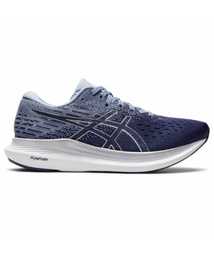 The ASICS Evoride 2 is a pair of neutral and comfortable running shoes, designed to let you run farther without using more energy.  
Regardless of whether you are doing a tempo run, long-distance running, or race-day running, this shoe is designed to let you do it all – while preserving energy.  
This second version of the Evoride has kept the shoe’s lightweight and propelling properties and, at the same time, further reduced the weight and improved the shock-absorption.