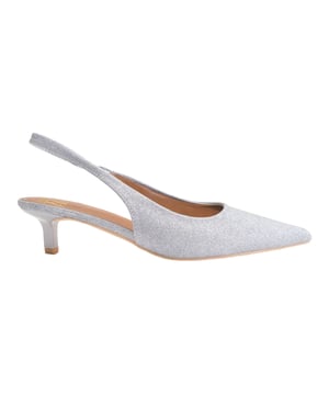 Boven: Kunstleer. Binnenzool: Verstevigd. Buitenzool: Synthetisch. Stoftechnologie: Zacht. Elastische band, Slingback. Taille. Hakhoogte: 2in. Ontwerp: Glitter. Teenstijl: Puntig. Sluiting: Slip-on. Geschikt voor: Breed.